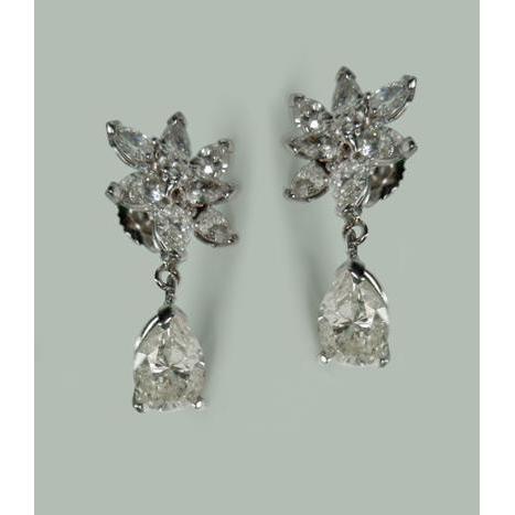 Boucles D'oreilles Pendantes En Réel Diamant Marquise En Forme De Poire 4 Carats