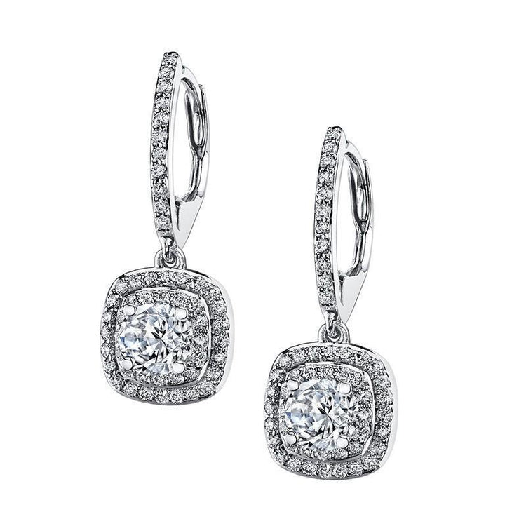 Boucles D'oreilles Pendantes Or Blanc Réel Diamants 14K F Vs1Vvs1 2.70 Carats