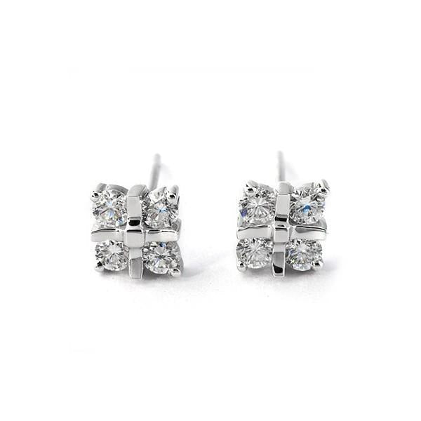Boucles D'oreilles Pour Dames En Or Blanc Avec Véritable Diamants Ronds Taille Brillant De 4 Cts