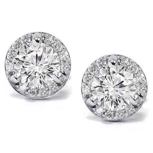 Boucles D'oreilles Pour Dames Naturel Diamants Coupe Ronde 3.80 Carats Halo