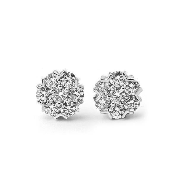 Boucles D'oreilles Pour Dames Réel Diamants Ronds Taille Brillant De 5.60 Cts Or Blanc