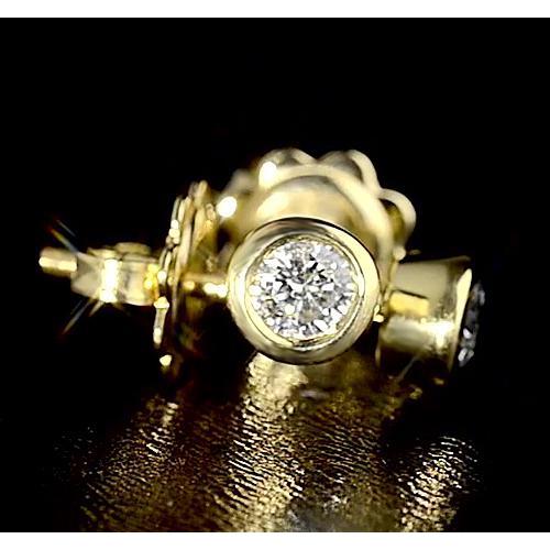Boucles D'oreilles Puces Réel Diamant Or Jaune 14K