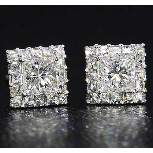 Boucles D'oreilles Réel Diamant Taille Princesse Bijoux 14K 2 Carats