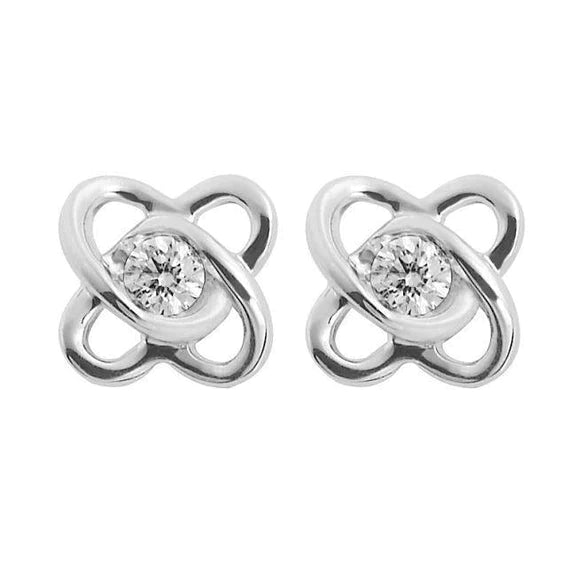 Boucles D'oreilles Réel Diamants Coupe Ronde 2 Ct Coeurs Entrelacés