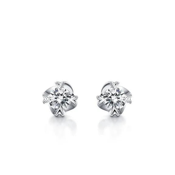 Boucles D'oreilles Réel Diamants Coupe Ronde Magnifiques 2 Ct En Or Blanc