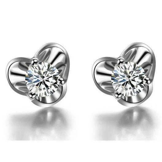 Boucles D'oreilles Réel Diamants Ronds Taille Brillant 2 Ct Pour Femme En Or Blanc