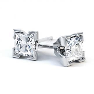 Boucles D'oreilles Réel Diamants Sertis Griffes Scintillantes Taille Princesse De 3.50 Ct