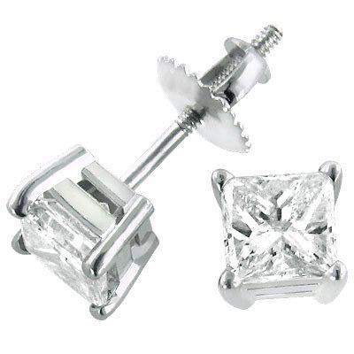 Boucles D'oreilles Réel Diamants Taille Princesse De 3.80 Ct Pour Femmes En Or Blanc