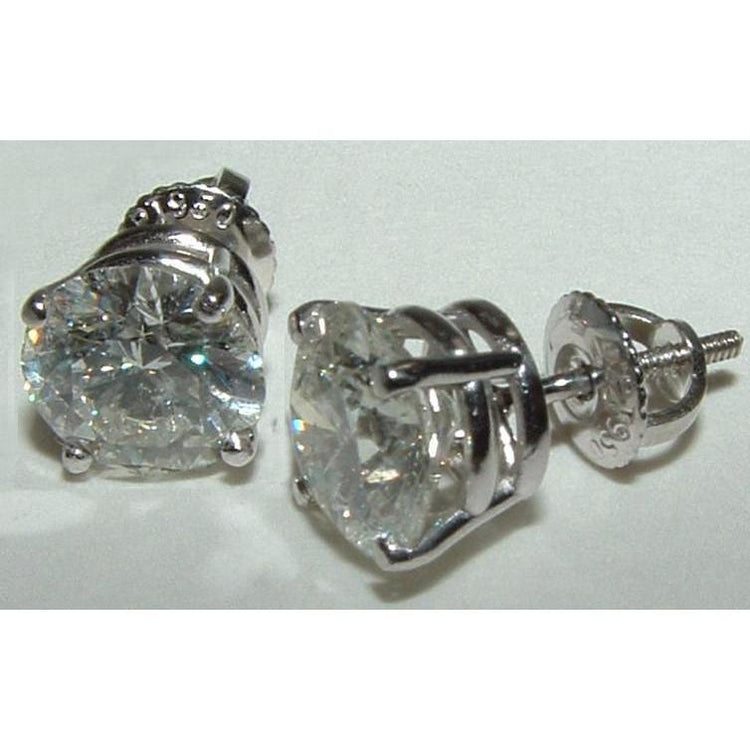 Boucles D'oreilles Rondes En Réel Diamant Brillant Avec Tige Pour Femmes 5 Carats