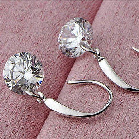Boucles D'oreilles Rondes En Réel Diamant Pour Femmes. Bijoux En Or Massif 14K. Nouveau 2.5 Ct.