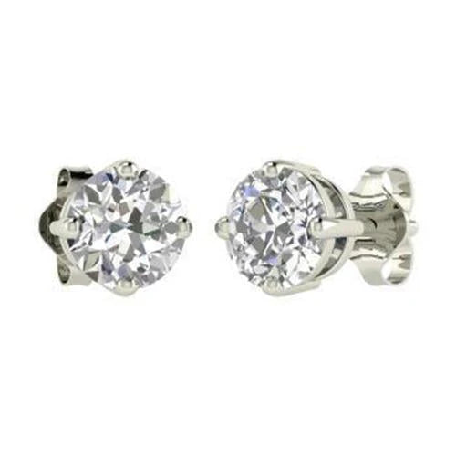 Boucles D'oreilles Solitaires Rondes A Réel Diamants Brillants De 1.5 Ct En Or Blanc 14 Carats
