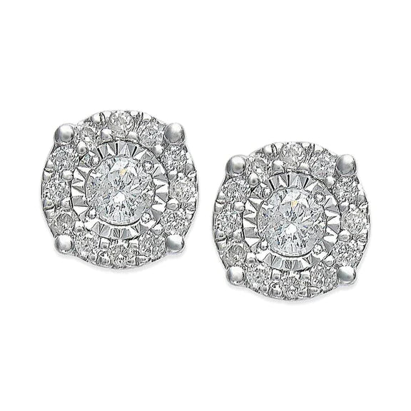 Boucles d'Oreilles Clous Femme Halo 2.70 Ct Réel Diamant Rond Monture