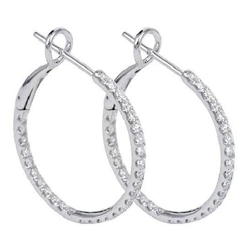 Boucles d'Oreilles Créoles Pour Femmes Avec Réel Diamants Etincelants De Coupe Ronde De 4.20 Carats En Or 14K