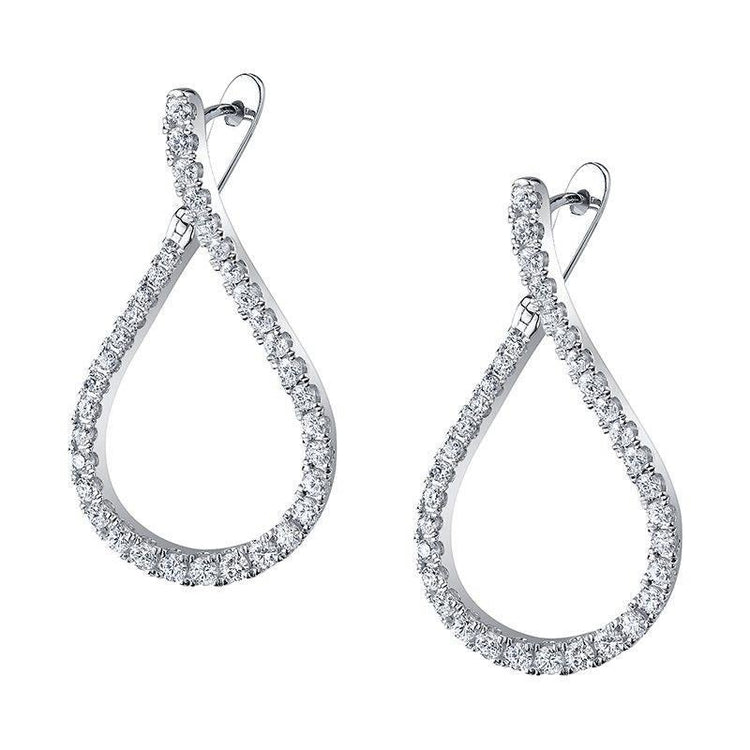 Boucles d'Oreilles Créoles Véritable Diamant 2.5 Carats Bijoux Or Blanc