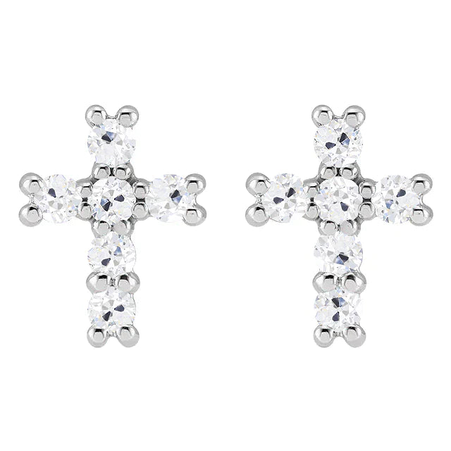 Boucles d'Oreilles Croix Réel Diamant 6 Carats