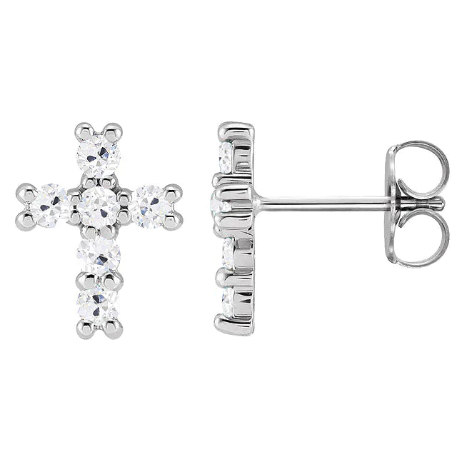 Boucles d'Oreilles Croix Réel Diamant 6 Carats