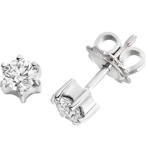 Boucles d'Oreilles Dames Réel Diamants Taille Ronde 3.00 Carats Or Blanc