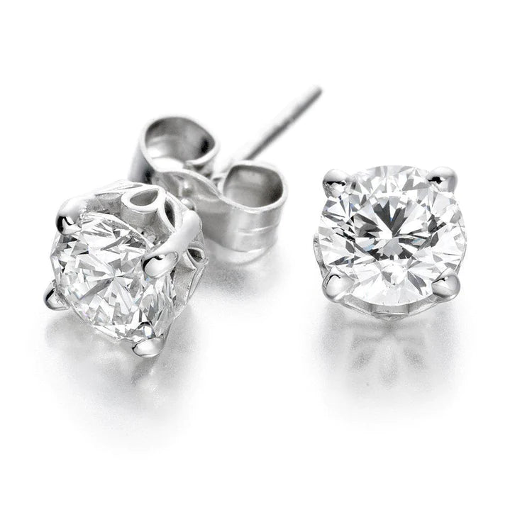 Boucles d'Oreilles Femme 2.50 Carats Authentique Diamants Taille Ronde Or Blanc 14K