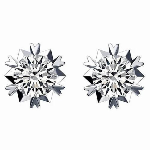 Boucles d'Oreilles Femme 3.50 Ct Naturel Diamants Ronds Taille Brillant Or Blanc