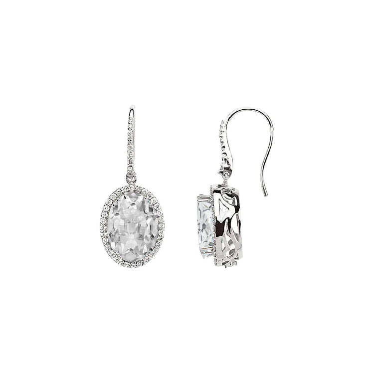 Boucles d'Oreilles Halo Réel Diamant Or Blanc 2.50 Carats Taille Ovale Old Miner