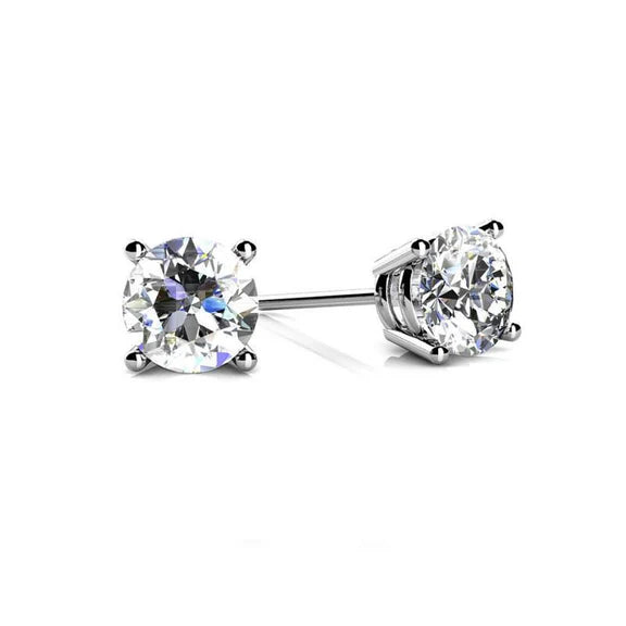 Boucles d'Oreilles Naturel Diamant 1.50 Carats Or Blanc 14K Bijoux Femme