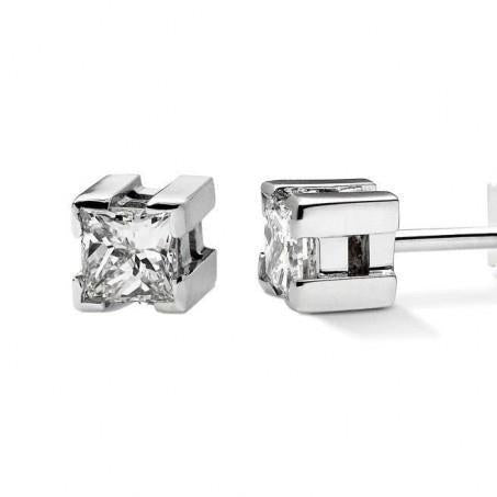 Boucles d'Oreilles Naturel Diamant Taille Princesse Etincelante En Or Blanc 0.70 Carat 14K