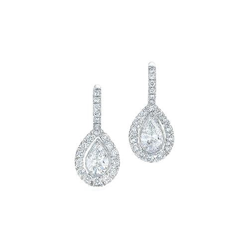 Boucles d'Oreilles Pendantes Femme 3.00 Carats Véritable Diamants Scintillants Or Blanc