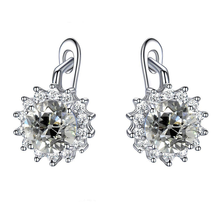Boucles d'Oreilles Pendantes Halo Old Miner Véritable Diamants Or 6.50 Carats Bijoux