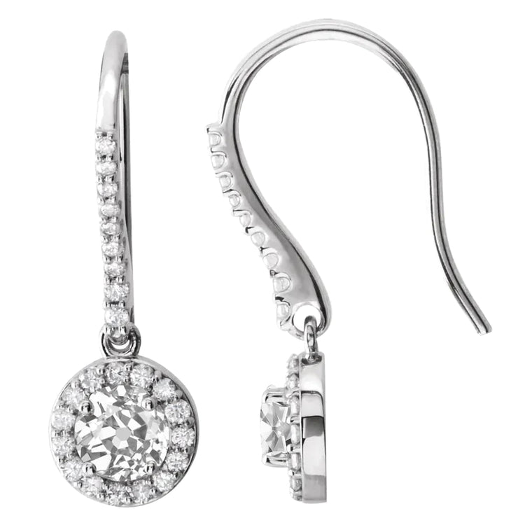 Boucles d'Oreilles Pendantes Naturel Diamant Or Blanc Rond Ancienne Taille Mineur 4.50 Carats