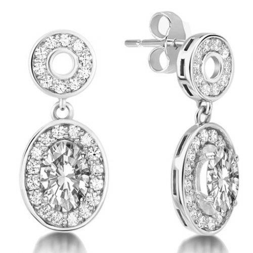 Boucles d'Oreilles Pendantes Naturel Diamants Ronds Scintillants 4.50 Carats Or Blanc