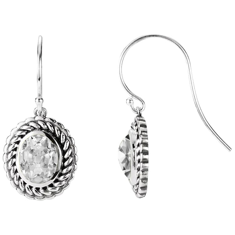 Boucles d'Oreilles Pendantes Réel Diamant Ovale Vieux Mineur Corde Or Blanc 3 Carats