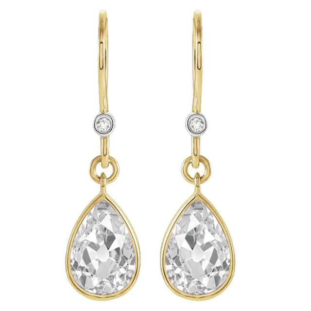Boucles d'Oreilles Pendantes Réel Diamant Poire Vieux Mineur Serti Clos 3.50 Carats