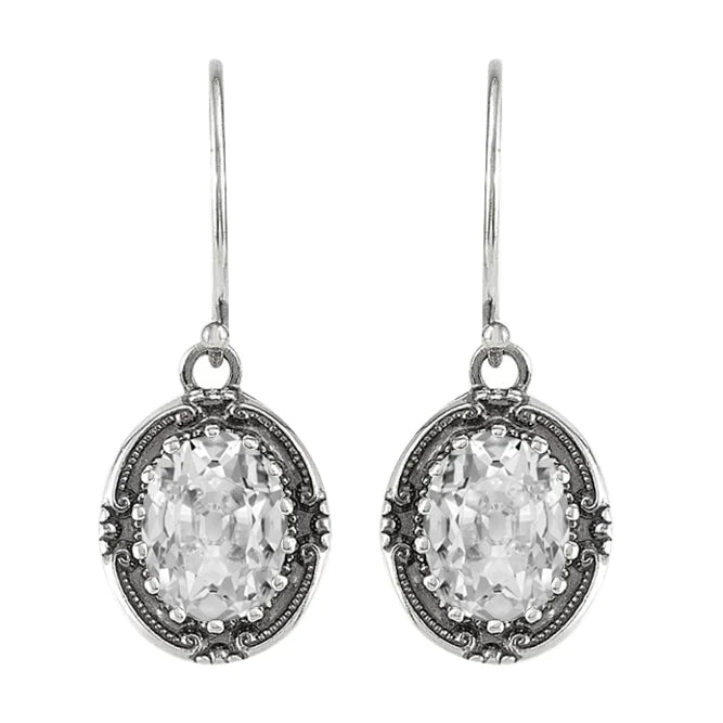 Boucles d'Oreilles Pendantes Réel Diamants Or Blanc Taille Ovale Old Miner 6 Carats