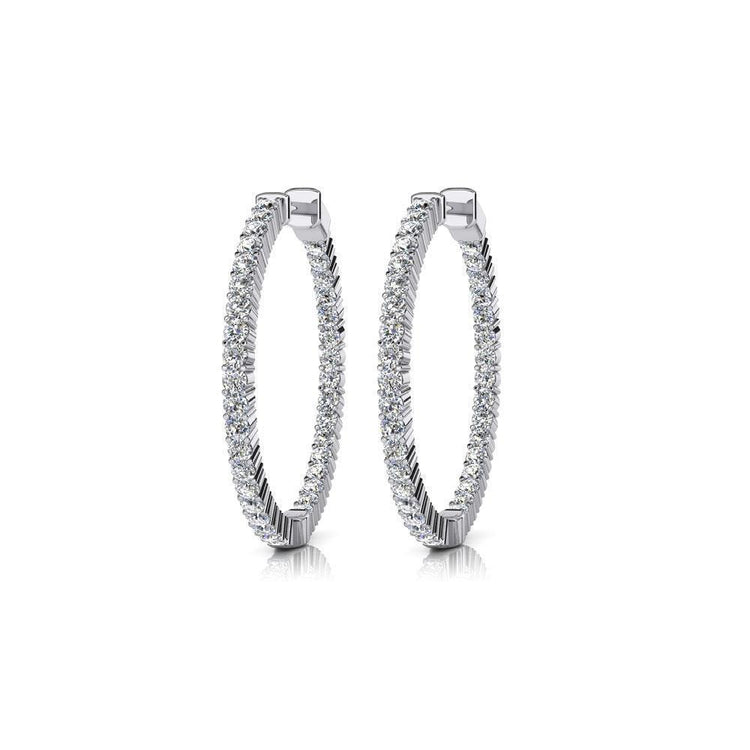 Boucles d'Oreilles Pour Femmes En Or Blanc 14 Carats Avec Réel Diamants Taillés En Rondeurs De 5 Carats