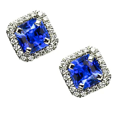 Boucles d'Oreilles Tige Saphir