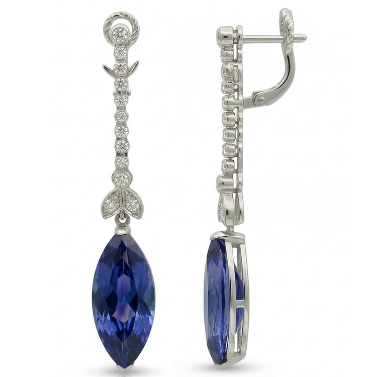 naturel marquise saphir 4.50carats boucle d'oreille détail rapproché