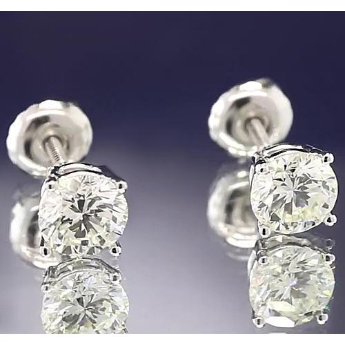 Boucles d'oreilles Authentique diamants ronds à quatre griffes de