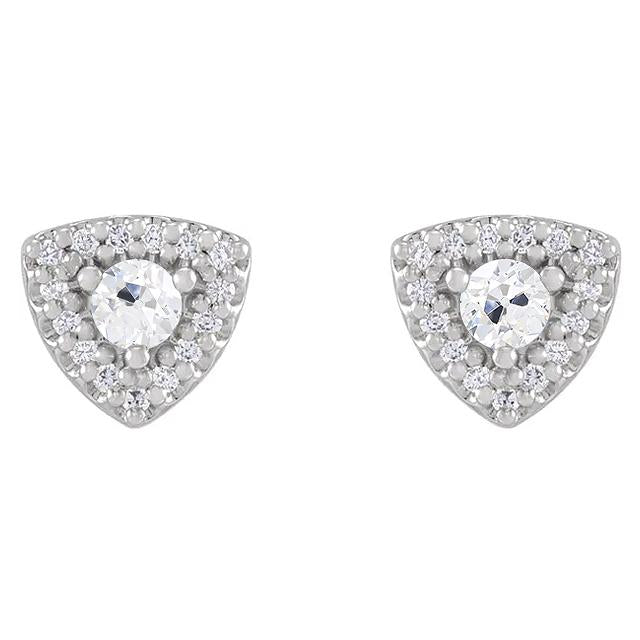 Boucles d'oreilles Halo Réel Diamond Stud Old Cut 4.50 Carats Bijoux en forme de triangle