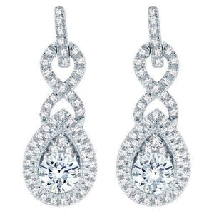 Boucles d'oreilles Lady Dangle en or blanc 14K 3.60 carats Réel diamants étincelants
