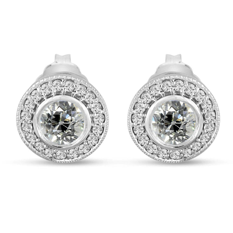 Boucles d'oreilles Naturel diamant Halo pour femmes serti clos Vieux mineur 6 carats