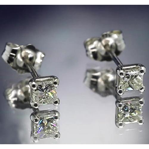 Boucles d'oreilles Réel diamant princesse 1.20 carats sertie quatre griffes