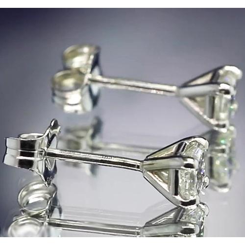 Boucles d'oreilles Réel diamant princesse 1.20 carats sertie quatre or blanc