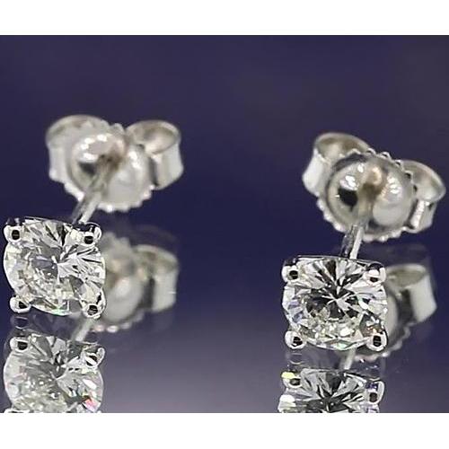 Boucles d'oreilles à Naturel diamants ronds de style Martini à quatre griffes