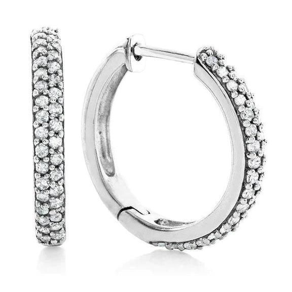 Boucles d'oreilles avec Authentique diamants ronds de 7 carats en or blanc 14K