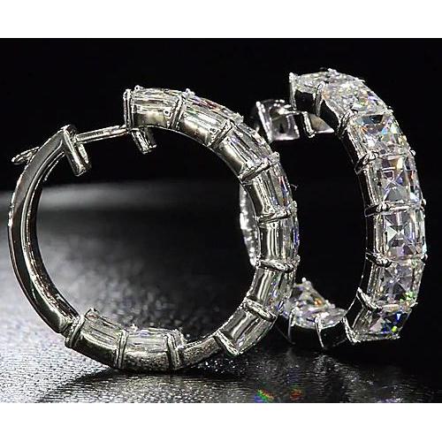 Boucles d'oreilles avec Authentique diamants taille Asscher en or blanc 14K