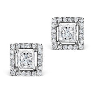 Boucles d'oreilles dame 3.4 carats princesse et Réel diamants ronds