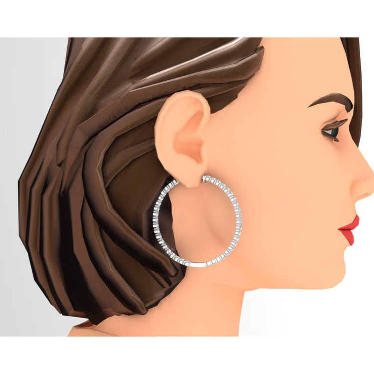 Boucles d'oreilles en Véritable diamant 8 carats, largeur 3 mm, diamètre 1,5 chacune en or