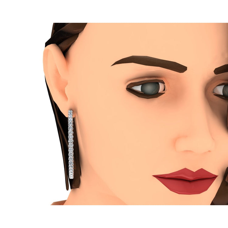 Boucles d'oreilles en Véritable diamant 8 carats, largeur 3 mm, diamètre 1,5 chacune en or