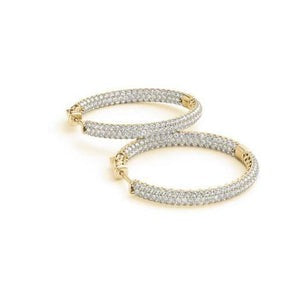 Boucles d'oreilles en or jaune 14K de 7 carats de Réel diamants taille ronde Nouveau