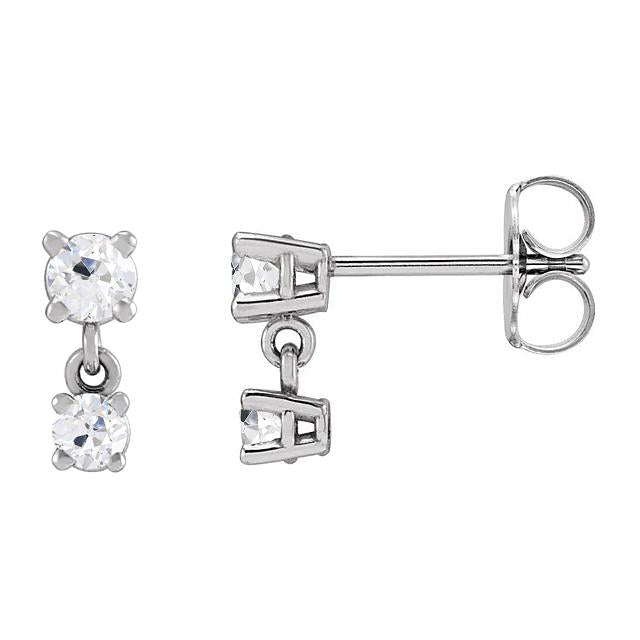 Boucles d'oreilles pendantes à 2 pierres et Naturel diamants ancienne mine Cut 7 carats Bijoux pour femmes
